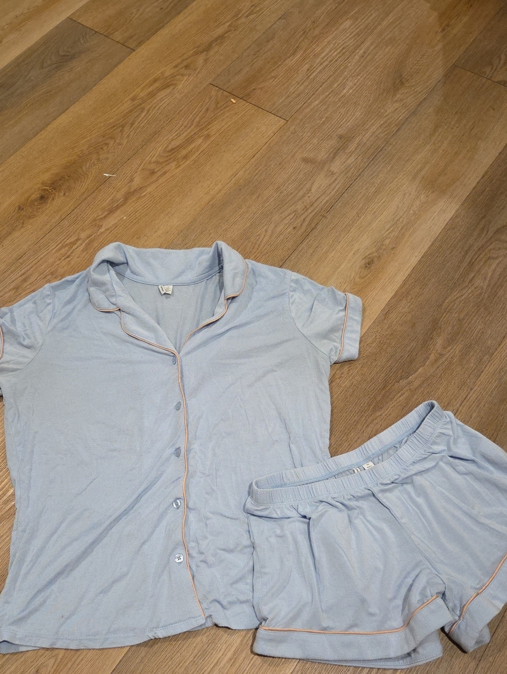 Nordstrom Light Blue Short Sleeve Pajama Set with Contrast Trim